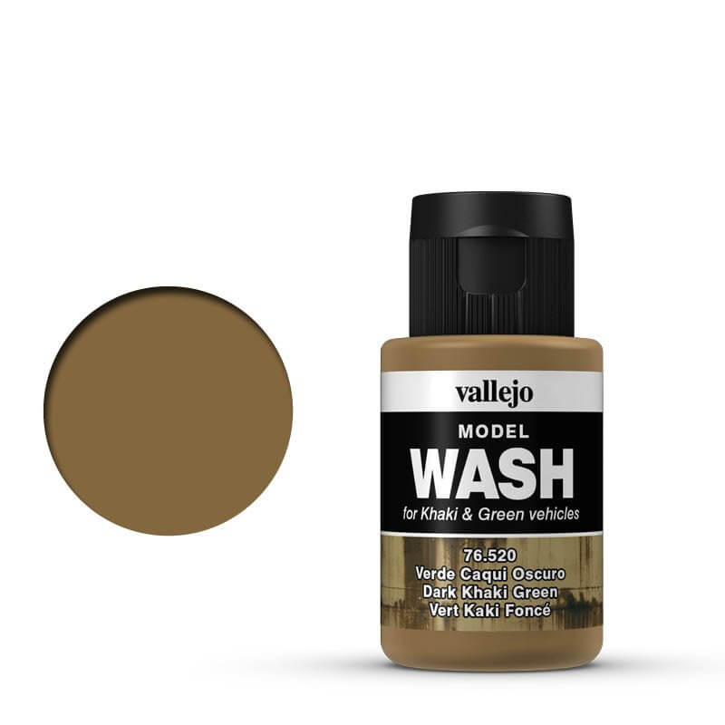 Vallejo Model Wash - Dark Khaki Green 35ml Miniature Paint