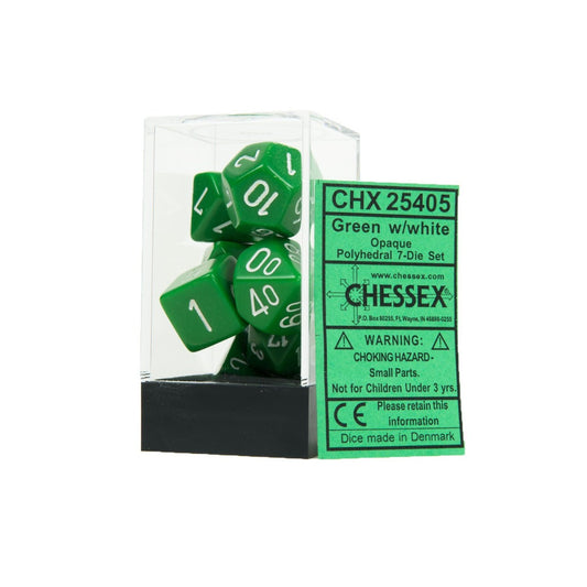 CHX 25405 Opaque Polyhedral Green/white 7-Die Set Hobby Tool