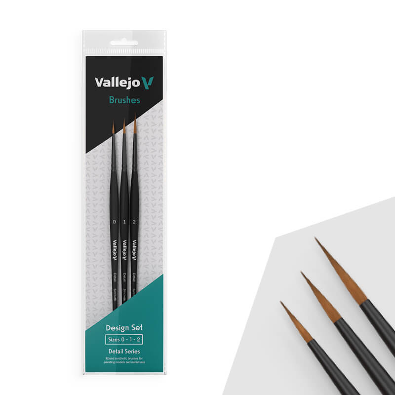 Vallejo Brushes - Detail - Design Set - Synthetic fibers (Sizes 0; 1 & 2) Hobby Tool