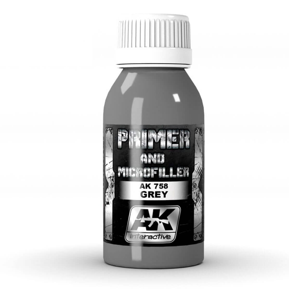 AK Interactive - Metallics - Grey Primer And Microfiller 100 ml Miniature Paint