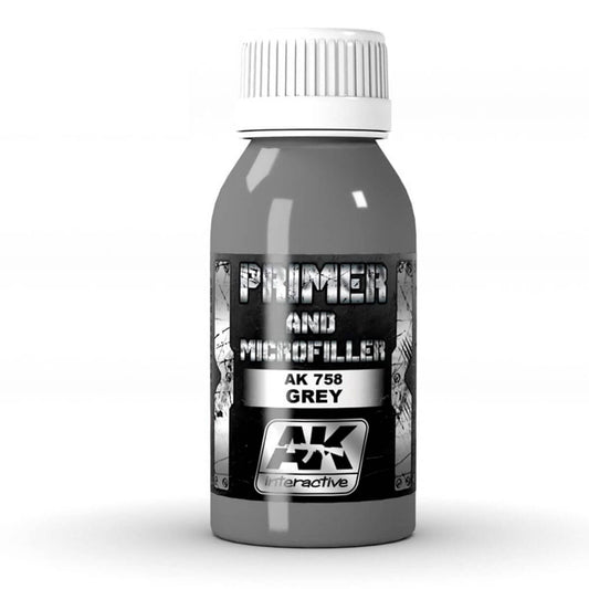 AK Interactive - Metallics - Grey Primer And Microfiller 100 ml Miniature Paint