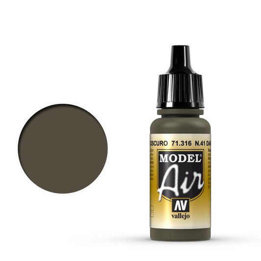 Vallejo Model Air - N 41 Dark Olive Drab 17ml Miniature Paint