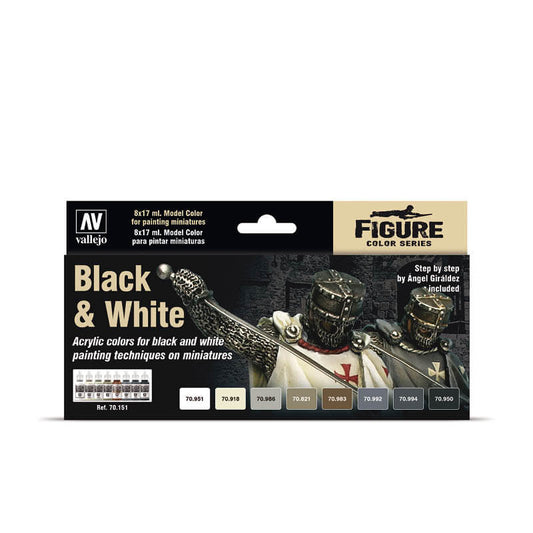 Vallejo Model Colour - Black & White Set (8) by Angel Giráldez Miniature Paint