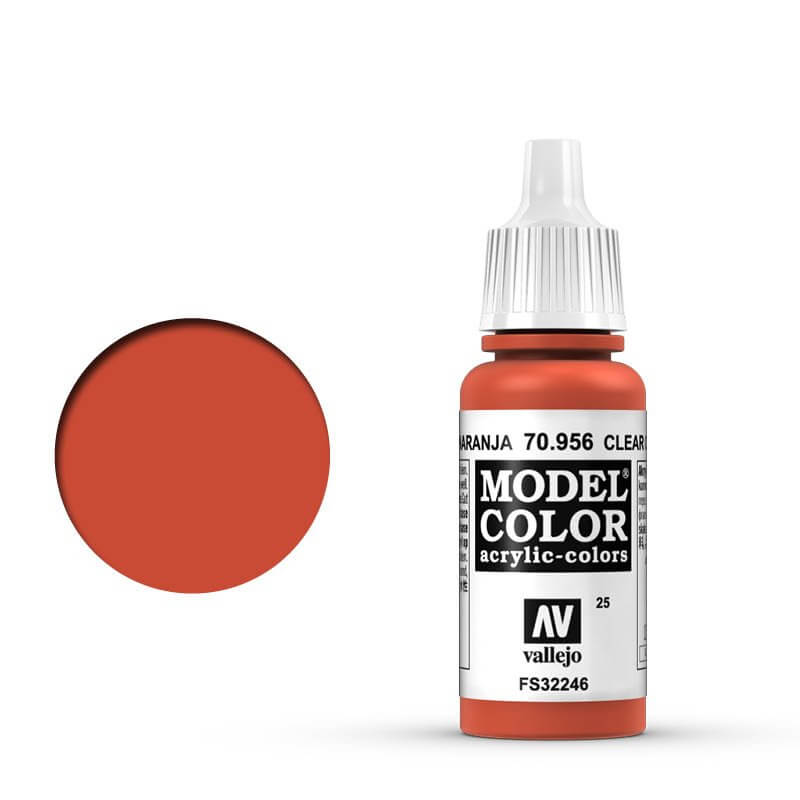 Vallejo Model Colour - Clear Orange 17ml Old Formulation Miniature Paint