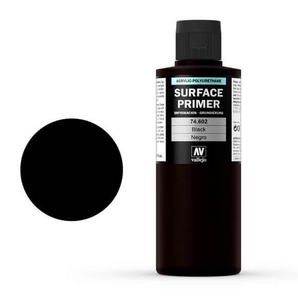 Vallejo Surface Primer - Colour Black 200ml Miniature Paint