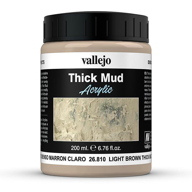 Vallejo Diorama Effects - Light Brown Thick Mud 200ml Hobby Scenics